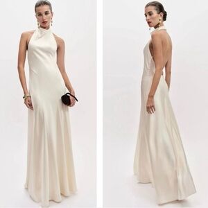 Reformation Roy Satin Dress in Fior Di Latte Size 6